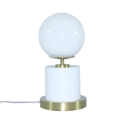 Velador de aluminio con globo opal de 15cm altura 29cm color blanco